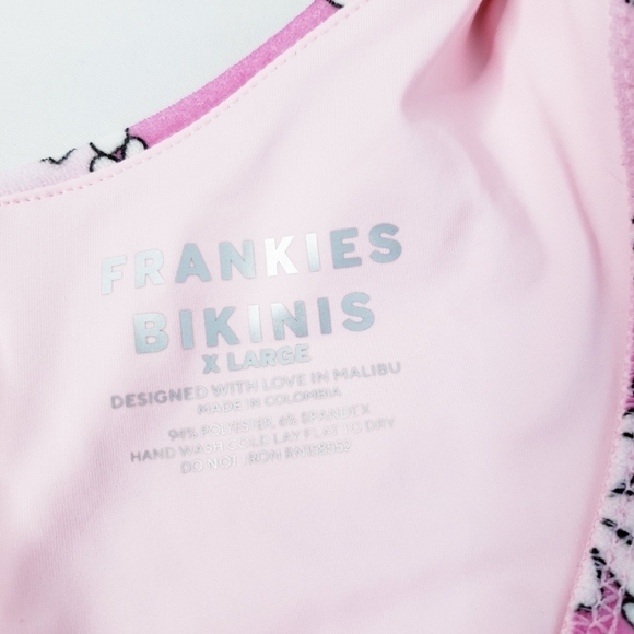 *Last Chance* NWT Frankie's Bikinis Pink Daisy Terry Swimsuit Top + Bottom XL - Picture 16 of 16